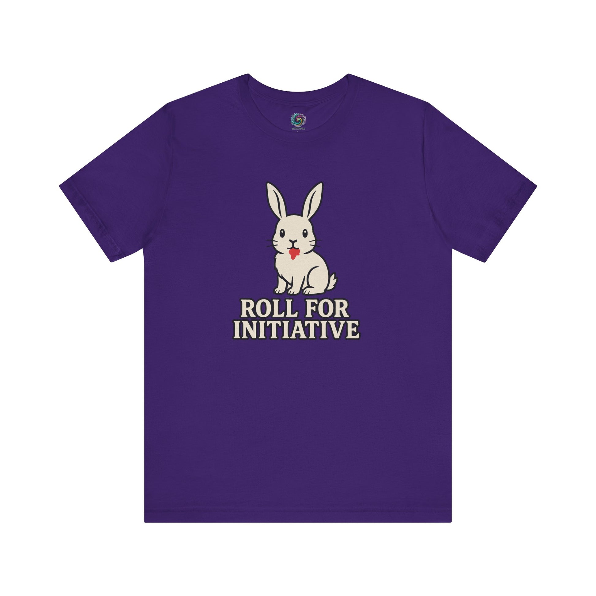 Roll for Initiative T-Shirt – Killer Bunny Humor Gaming Tee in team purple, inspired by Dungeons and Dragons and comedic legends