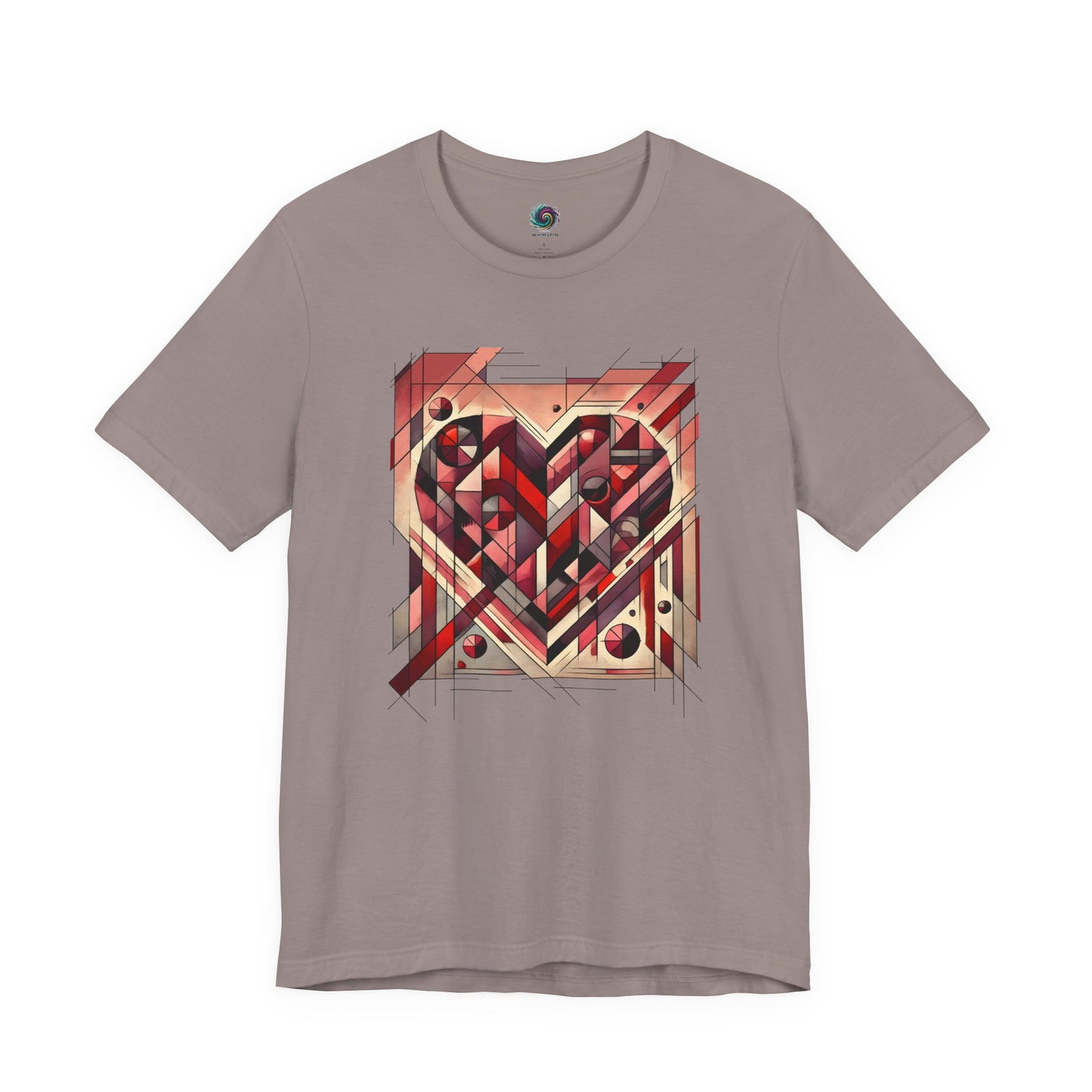 Cubist Heart T-Shirt – Modern Art Valentine's Day Graphic Tee in Pebble Brown, presenting a cubist valentine heart with grounded tones and modern art influence