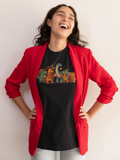 Dinosaur Valentines T-Shirt – Cute Dino Valentine’s Day Tee styled to emphasize personality and warmth through its cheerful dinosaur valentines design