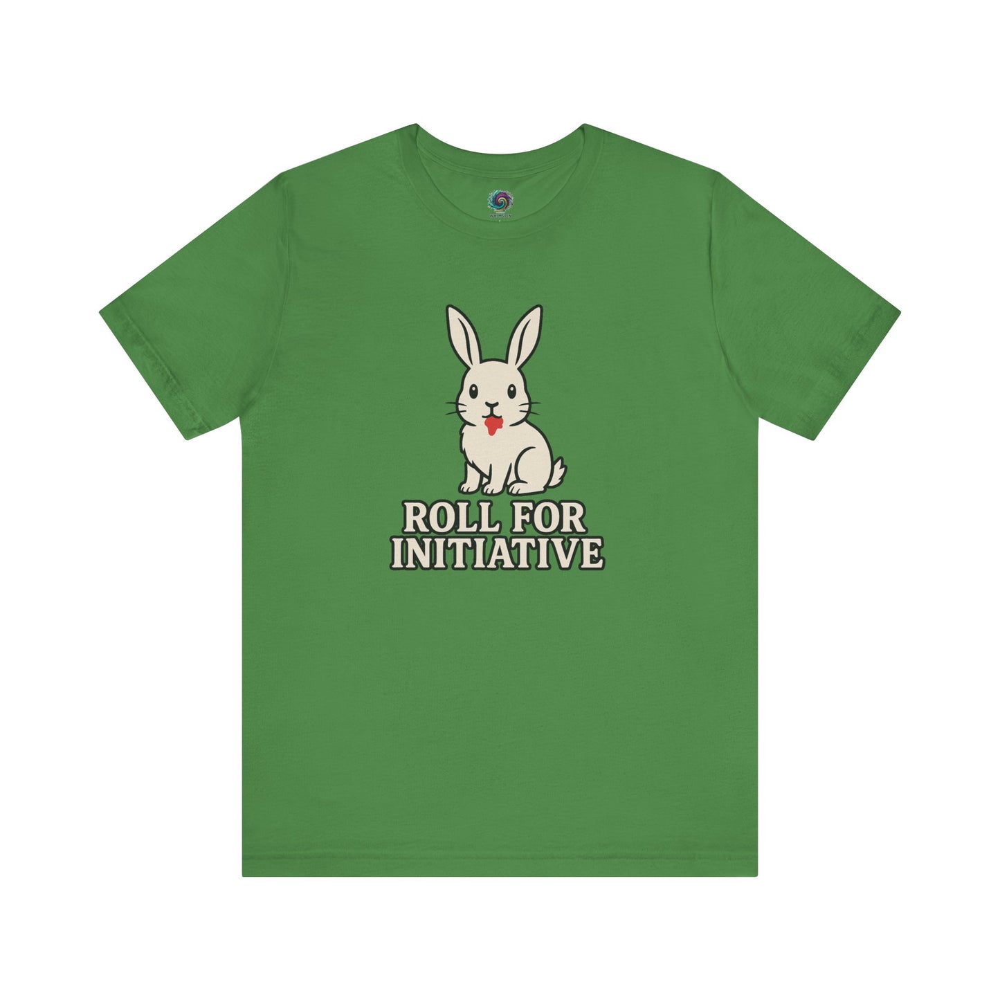 Roll for Initiative T-Shirt – Killer Bunny Humor Gaming Tee in leaf green, a great pick for nerdy gamers and fantasy fans