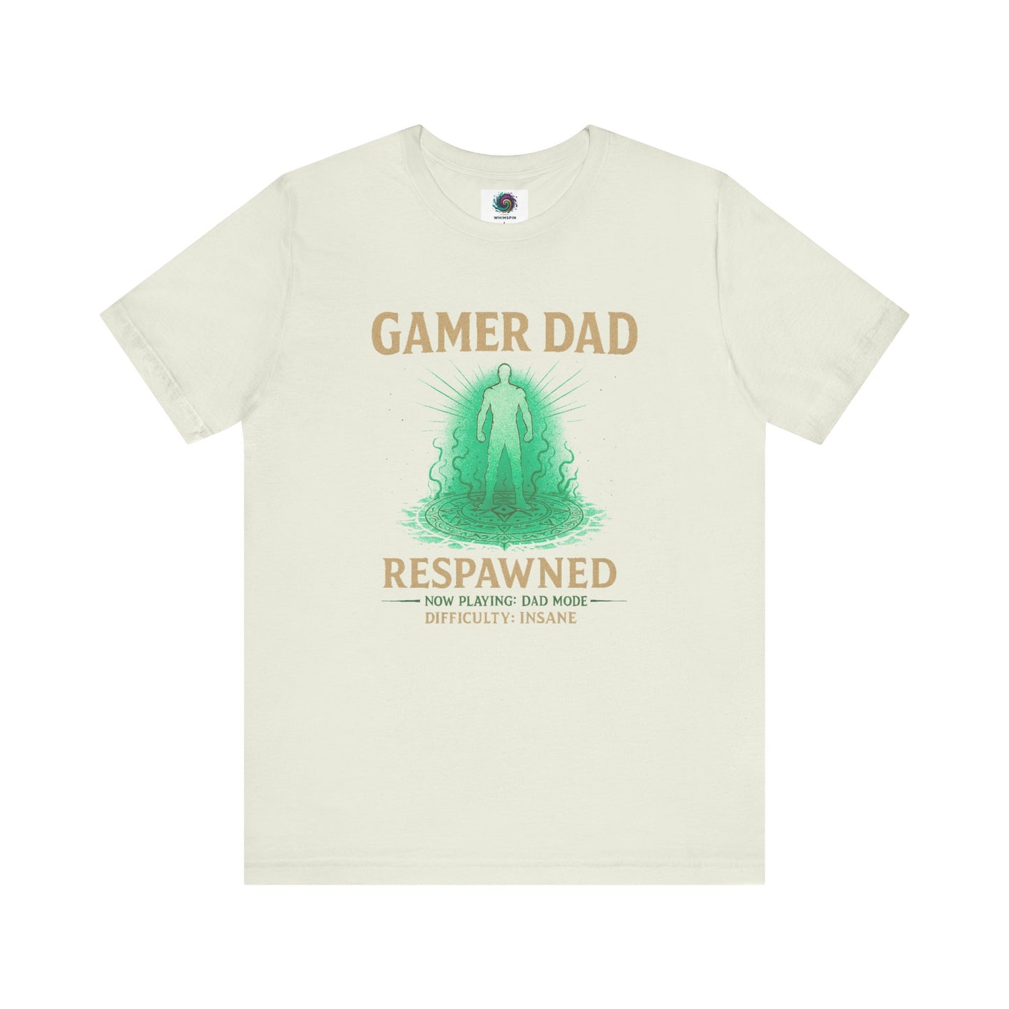 Gamer Dad Respawned T-Shirt – Funny New Dad Shirt for Gamers in bold citron yellow, fun gamer-themed fatherhood shirt.