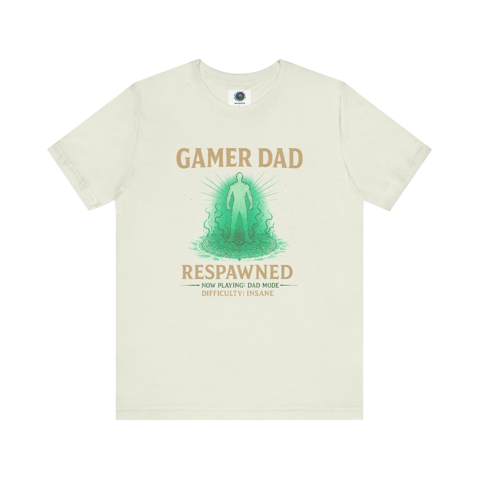 Gamer Dad Respawned T-Shirt – Funny New Dad Shirt for Gamers in bold citron yellow, fun gamer-themed fatherhood shirt.