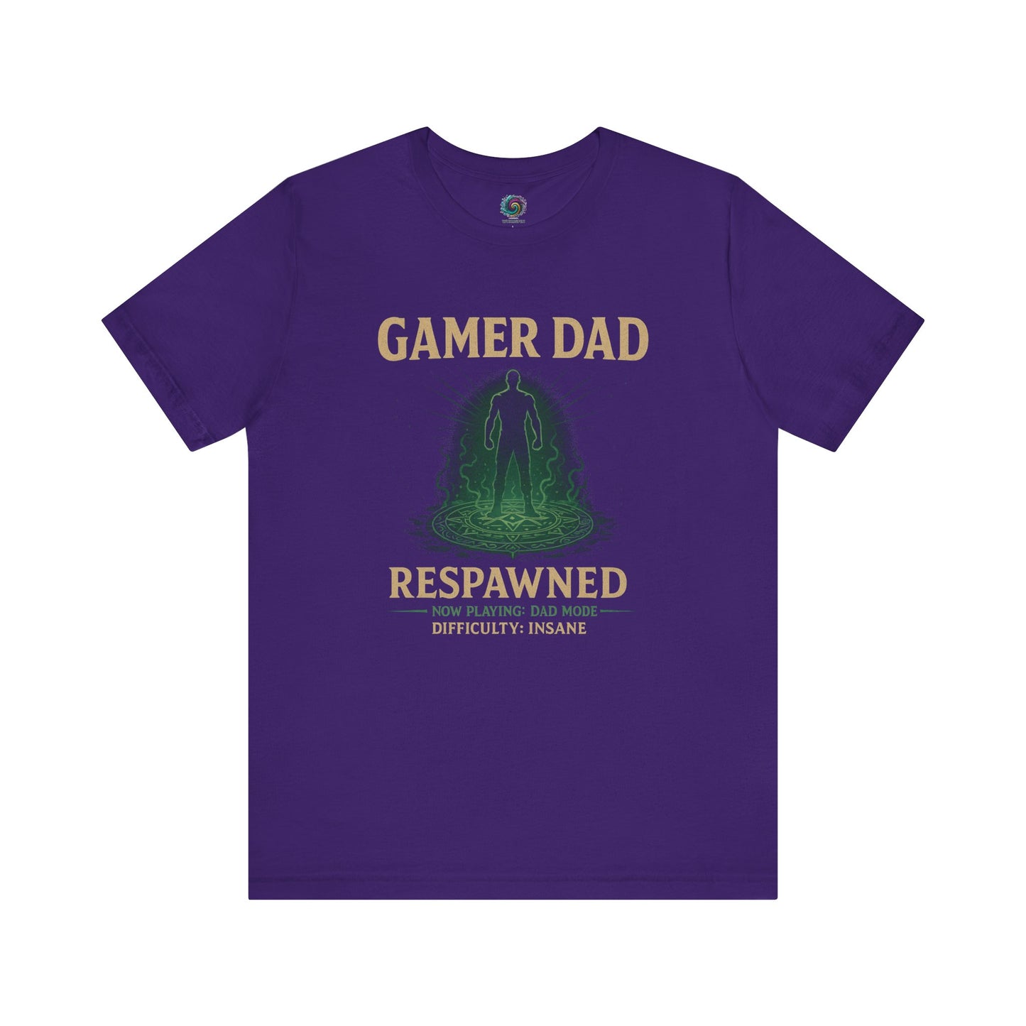 Gamer Dad Respawned T-Shirt – Funny New Dad Shirt for Gamers in team purple, perfect gift for gamer dads.