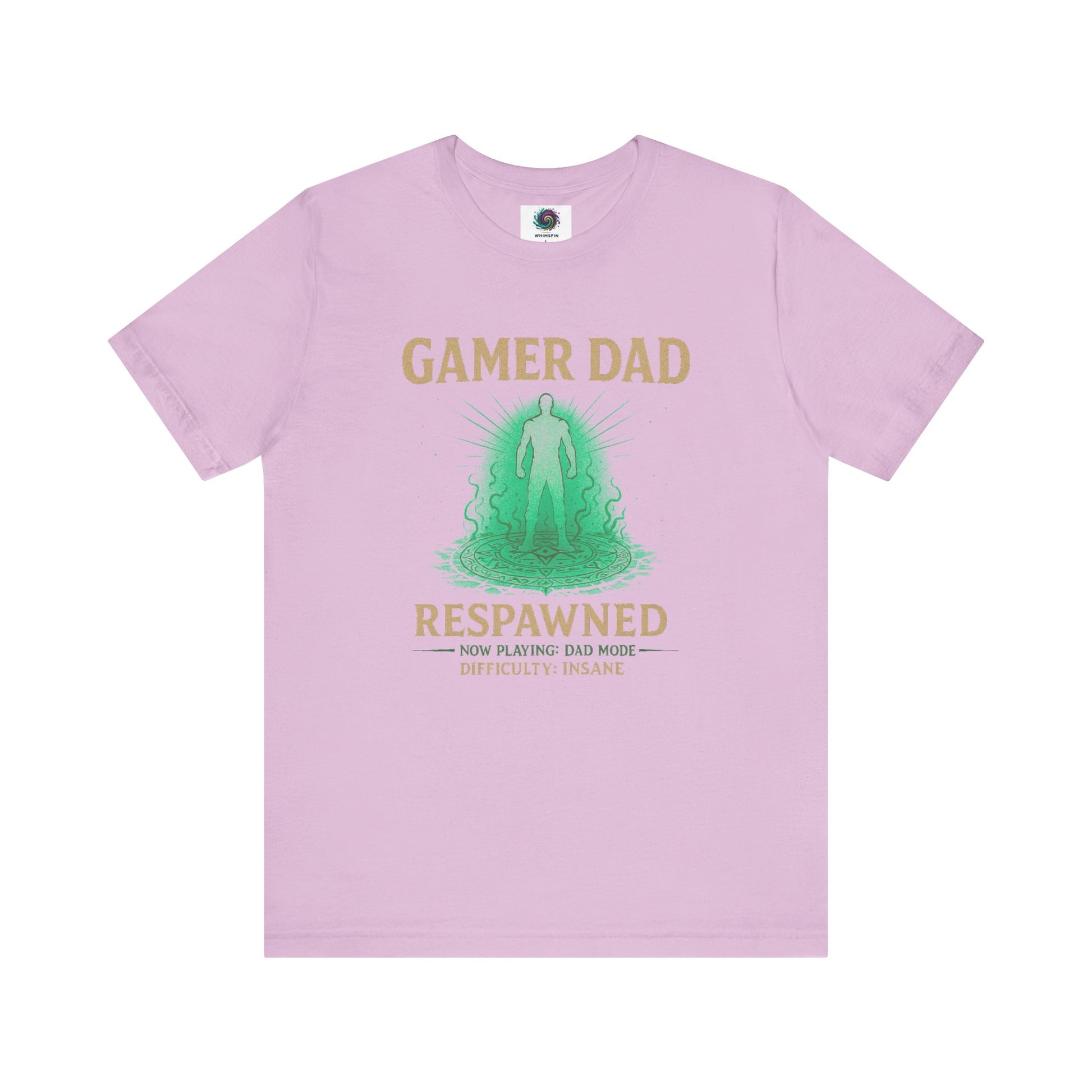 Gamer Dad Respawned T-Shirt – Funny New Dad Shirt for Gamers in soft lilac, quirky tee for gamer dads.
