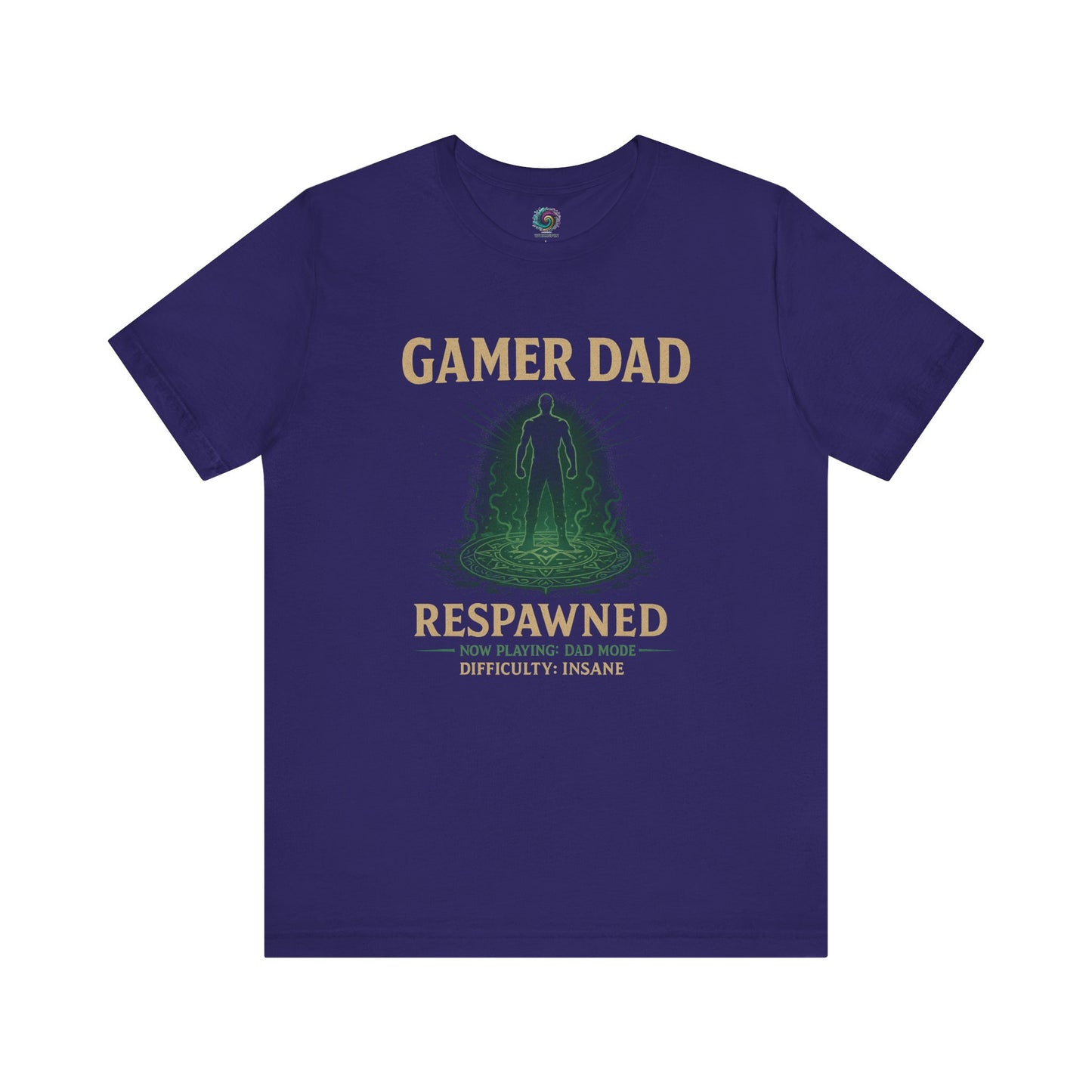 Gamer Dad Respawned T-Shirt – Funny New Dad Shirt for Gamers in team navy blue, ideal gift for gamer parents.