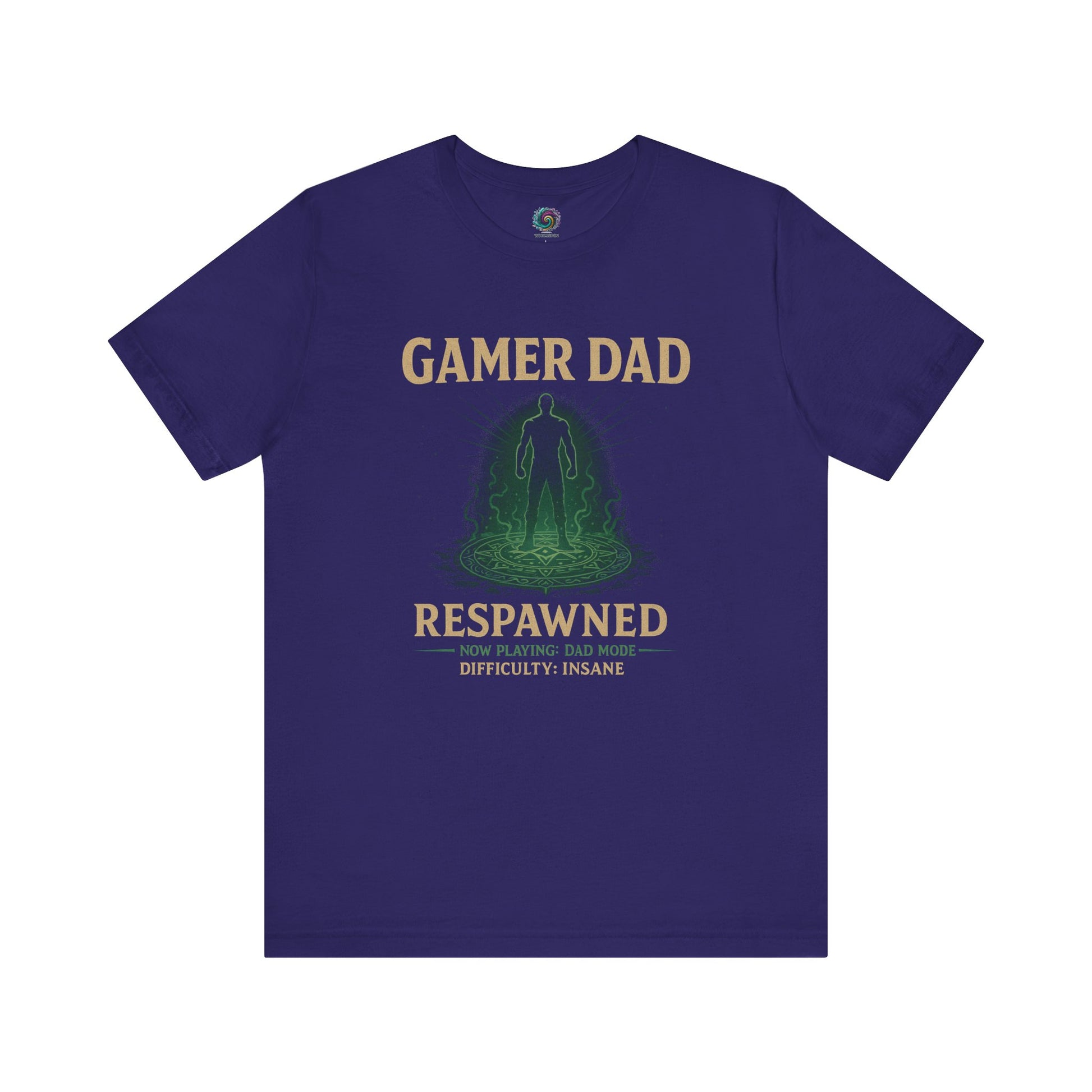Gamer Dad Respawned T-Shirt – Funny New Dad Shirt for Gamers in team navy blue, ideal gift for gamer parents.