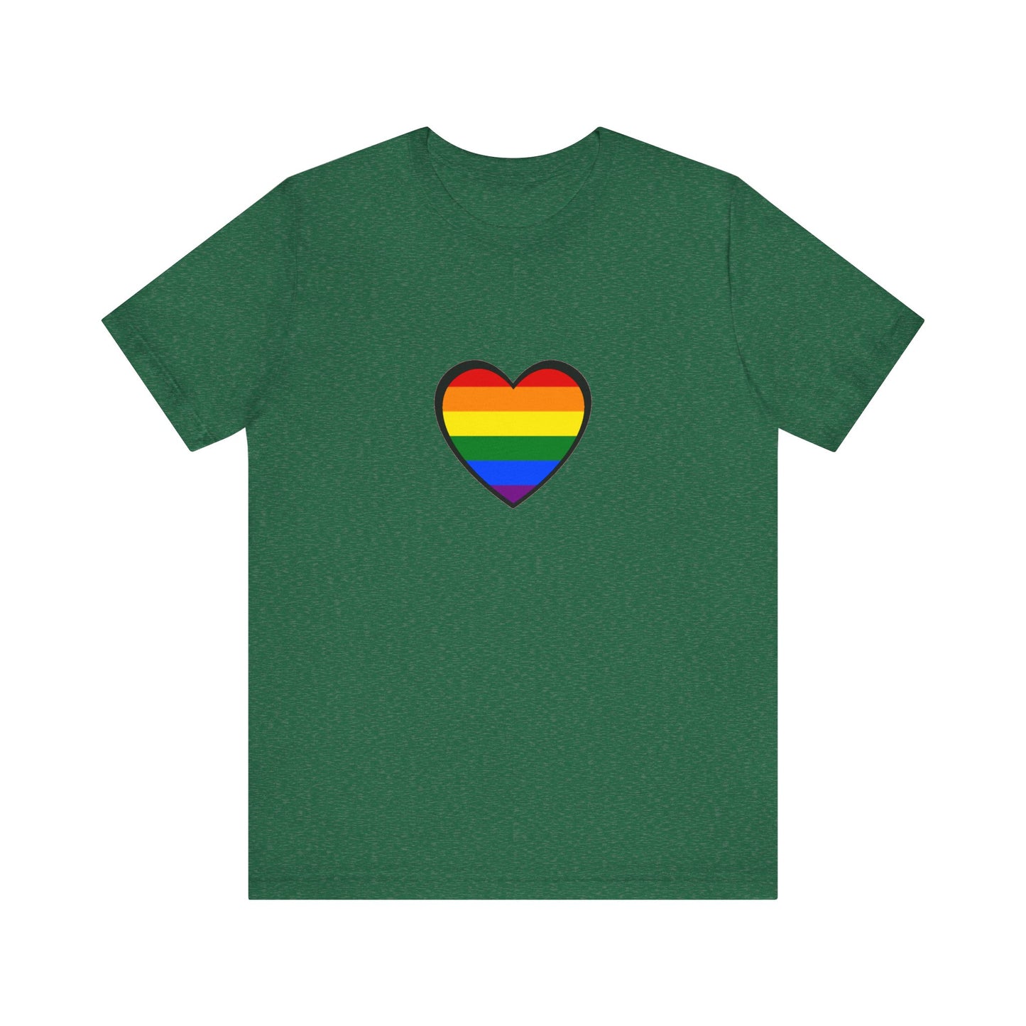 Pride Heart Flag T-Shirt  - green pride heart shirt – colorful LGBTQ apparel with symbolic rainbow heart