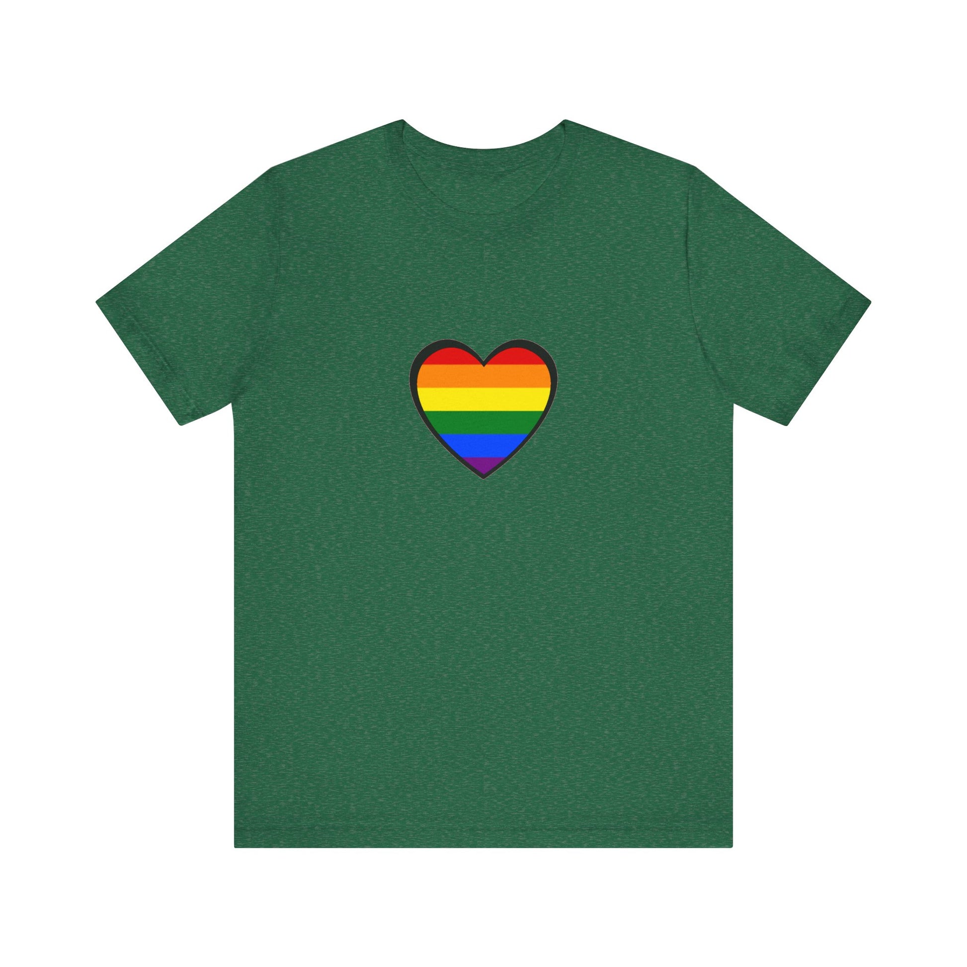 Pride Heart Flag T-Shirt  - green pride heart shirt – colorful LGBTQ apparel with symbolic rainbow heart