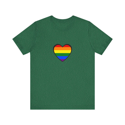 Pride Heart Flag T-Shirt  - green pride heart shirt – colorful LGBTQ apparel with symbolic rainbow heart