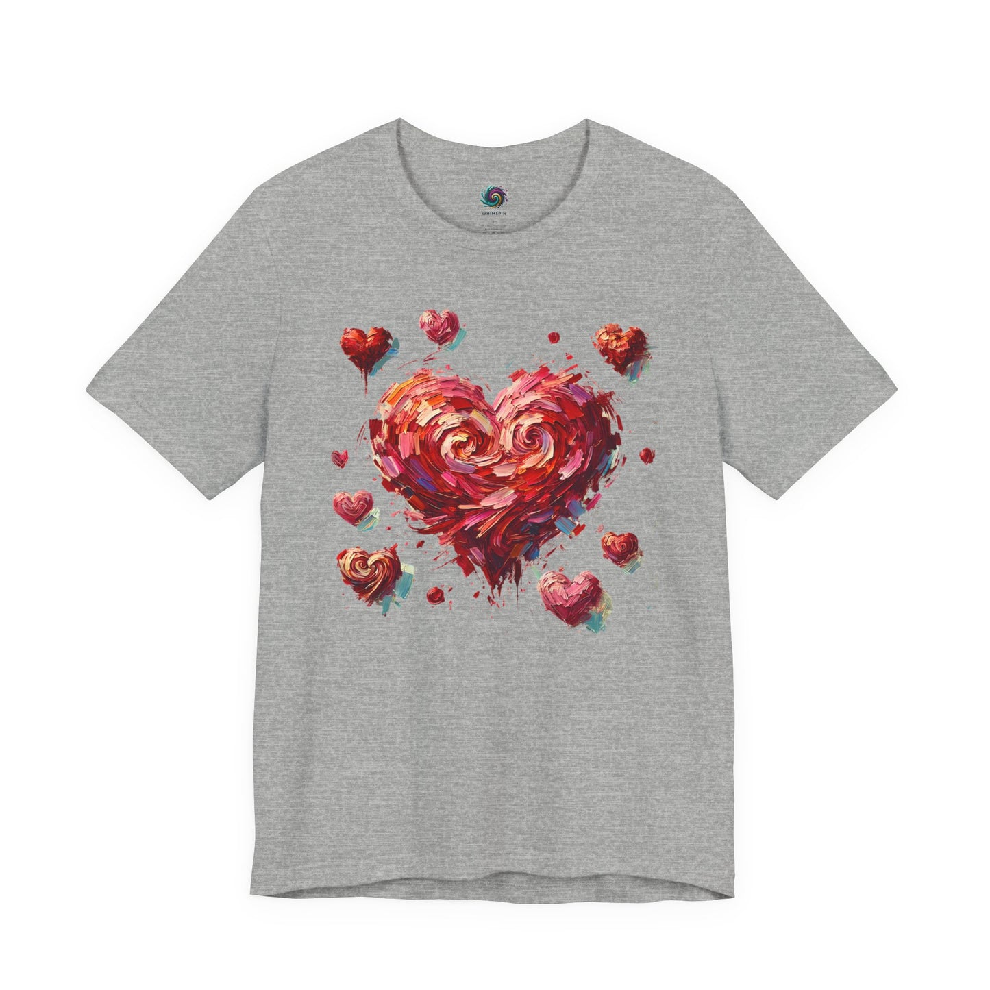 Lay-flat of Athletic Heather Impressionistic Heart T-Shirt – Artistic Valentine's Day Tee