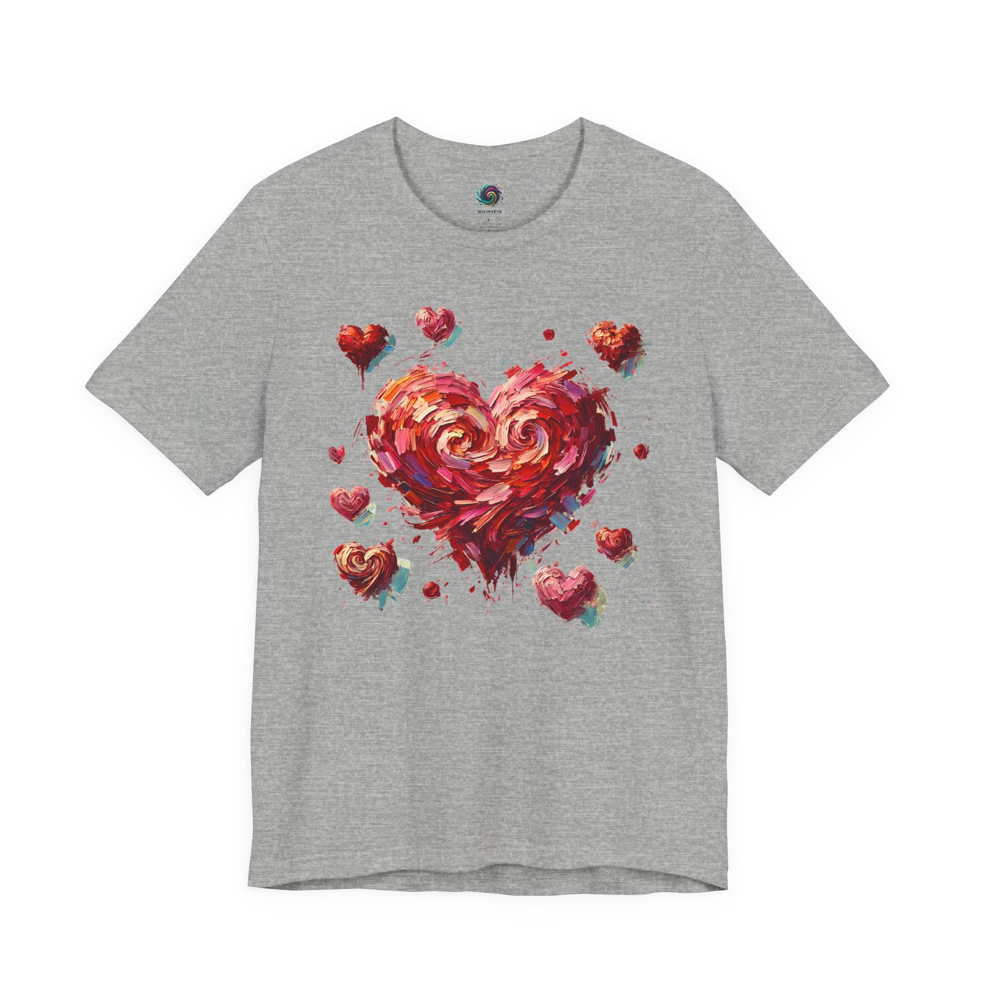 Lay-flat of Athletic Heather Impressionistic Heart T-Shirt – Artistic Valentine's Day Tee