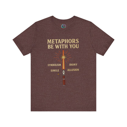 Heather Maroon t-shirt with text and graphic design on a white background Metaphors Be With You T-Shirt
