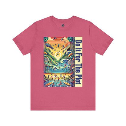 Do It For The Plot shirt in heather raspberry – vibrant narrative aesthetic for life’s big moments