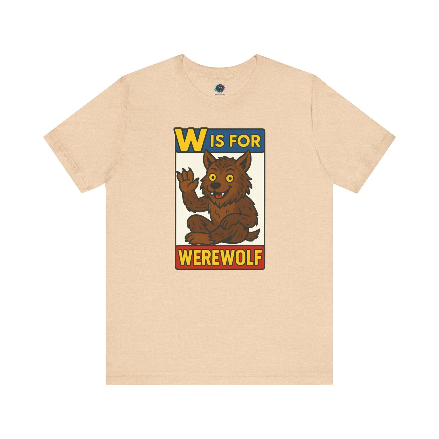 W is for Werewolf T-Shirt in heather sand dune, a subtle fall-toned shirt with monster vibes