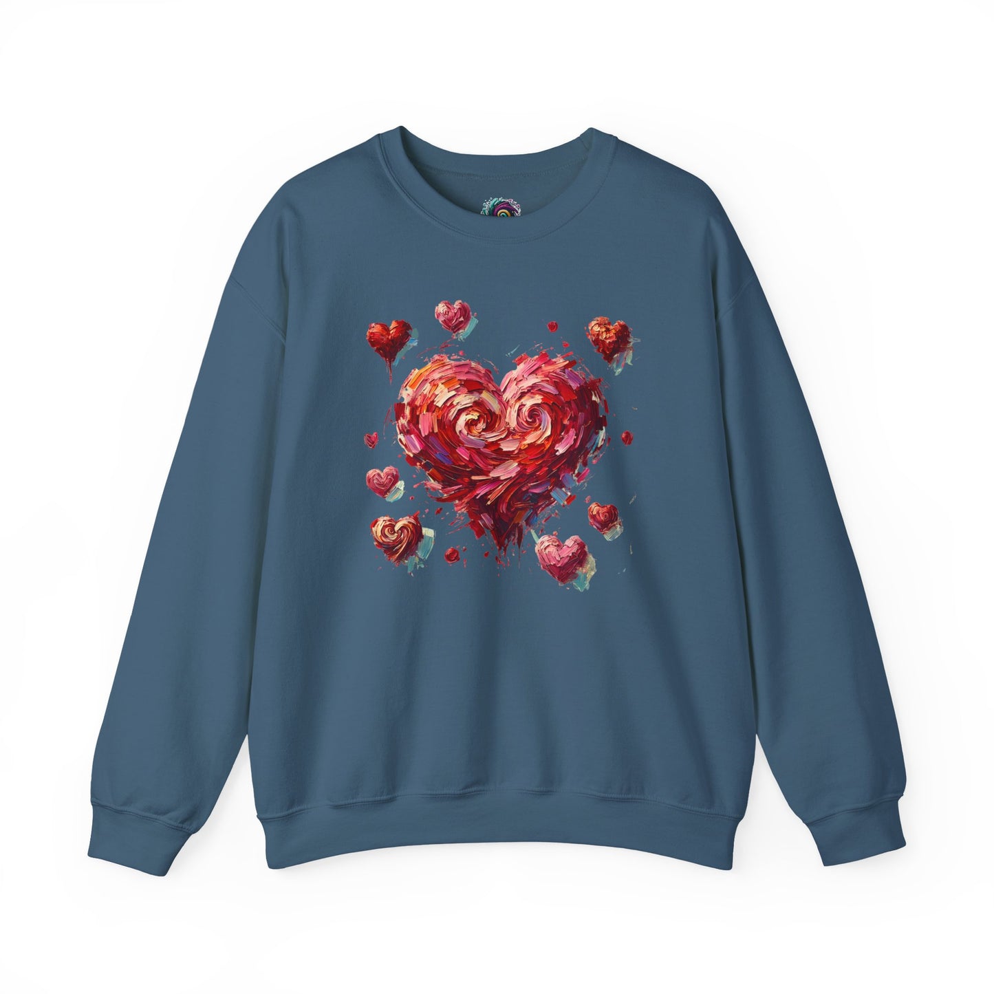 Unique Indigo Blue Impressionistic Heart Sweatshirt – cozy and expressive for Valentine's season