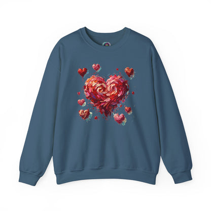 Unique Indigo Blue Impressionistic Heart Sweatshirt – cozy and expressive for Valentine's season