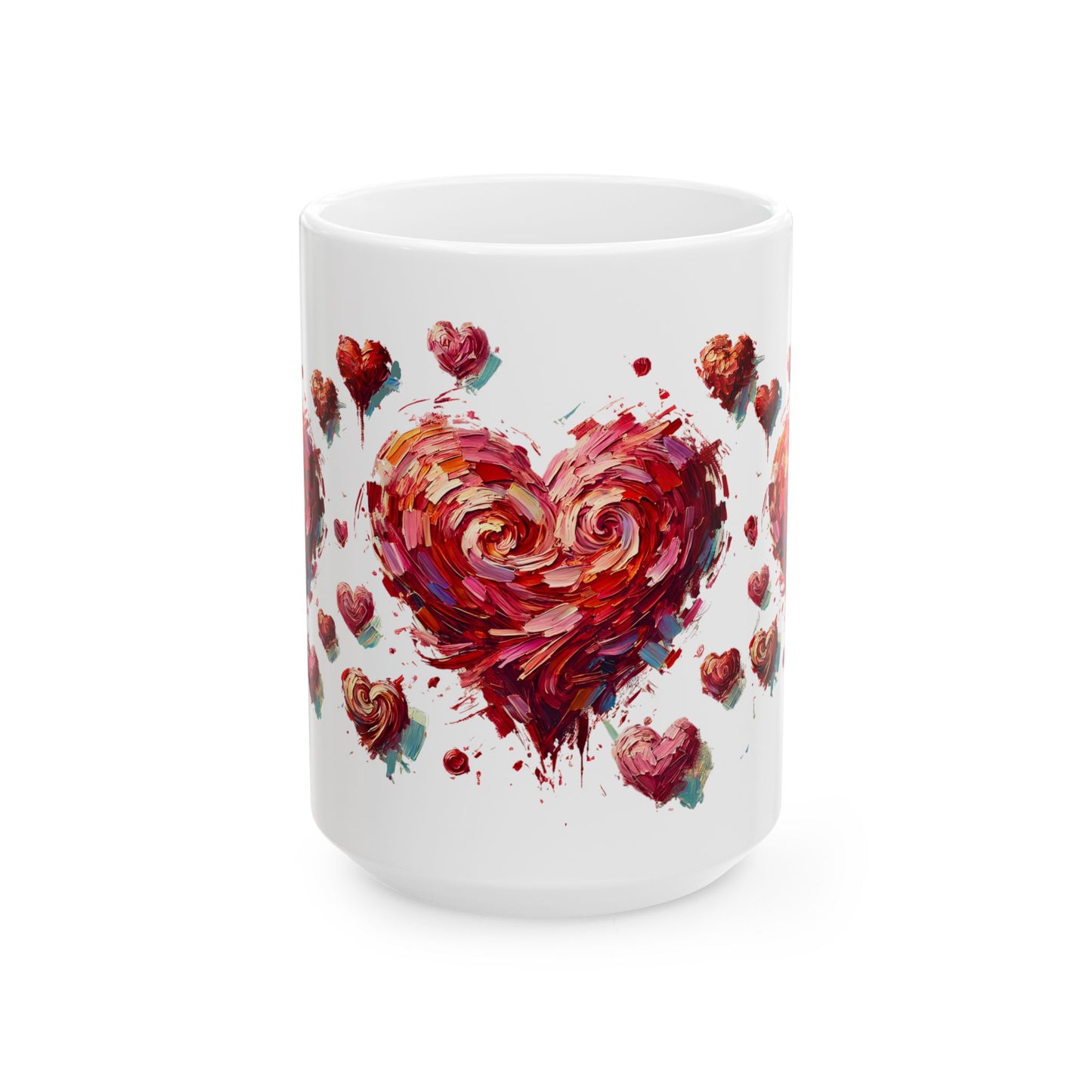 Impressionistic Heart Mug – Artistic Valentine's Day Coffee Cup 11oz & 15 oz displayed as a 15oz mug, featuring a sweeping impressionistic heart design ideal for art lovers and Valentine gifting.