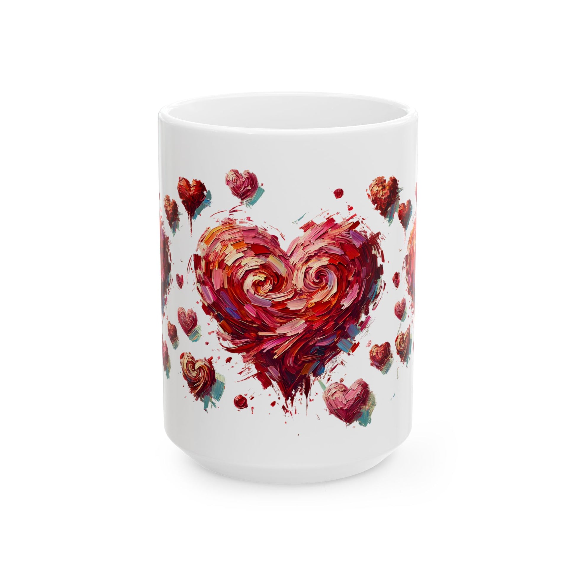 Impressionistic Heart Mug – Artistic Valentine's Day Coffee Cup 11oz & 15 oz displayed as a 15oz mug, featuring a sweeping impressionistic heart design ideal for art lovers and Valentine gifting.