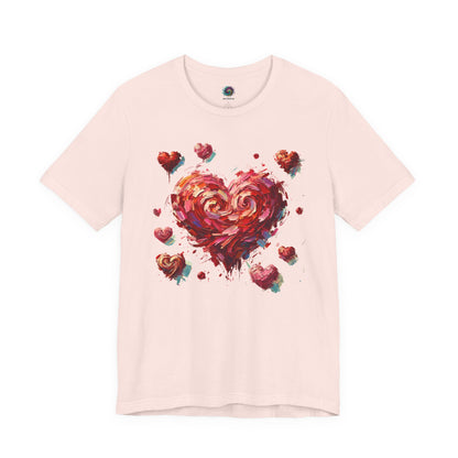 Lay-flat of Soft Pink Impressionistic Heart T-Shirt – Artistic Valentine's Day Tee