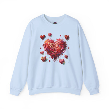 Flat lay of the Impressionistic Heart Sweatshirt in Light Blue – brushstroke heart Valentine's Day design