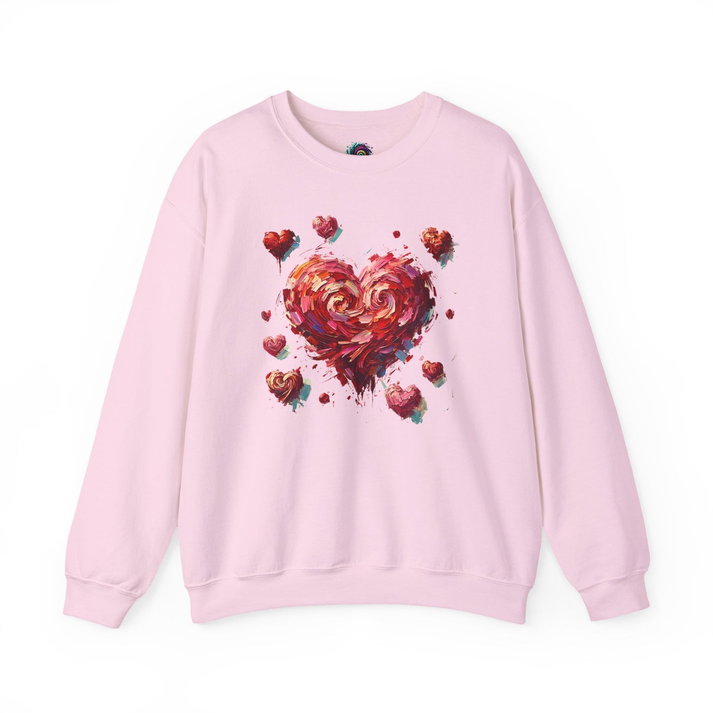 Impressionistic Heart Sweatshirt in Light Pink – romantic winter pullover for Valentine's Day