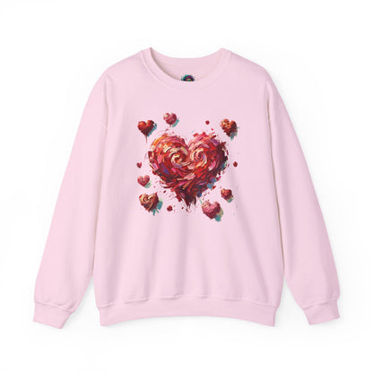 Impressionistic Heart Sweatshirt in Light Pink – romantic winter pullover for Valentine's Day