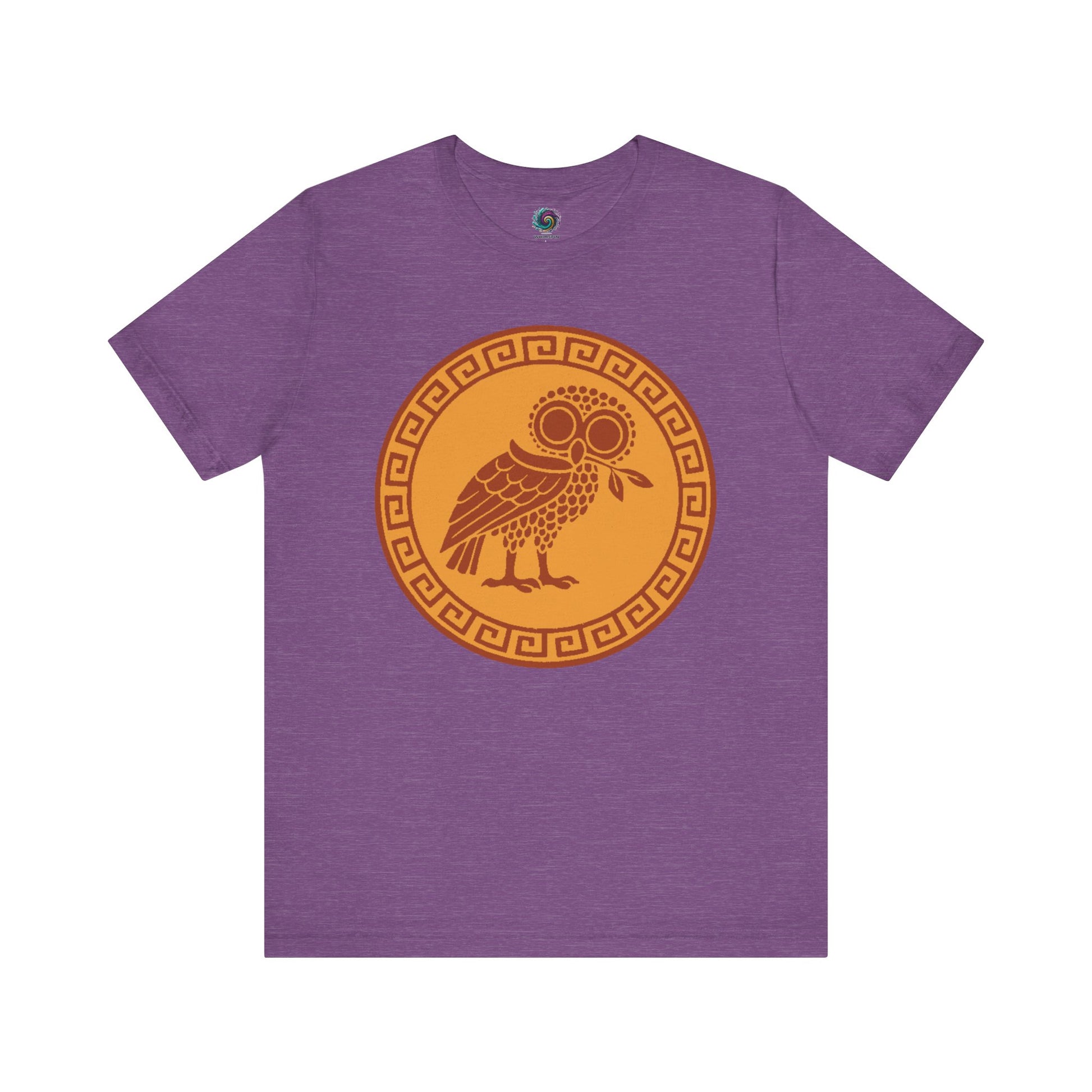 Light Purple Athena’s Owl T-Shirt – Greek Mythology Bird Tee from WhimSpin on a white background