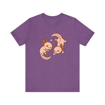 Light Purple Kawaii Axolotl T-Shirt – Cute Tee with Smiling Axolotls - WhimSpin - https://whimspin.com