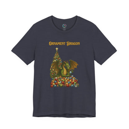 Ornament Dragon T-Shirt – Christmas Dragon Tee for Ornament Lovers, in dark navy blue for holiday night magic lovers