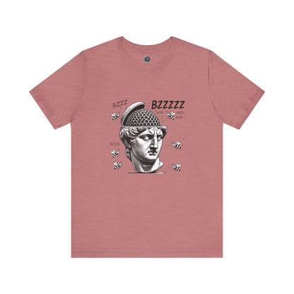 Hive Mind T-Shirt – Surreal Bee Group Think Parody Tee flat lay in Heather Mauve