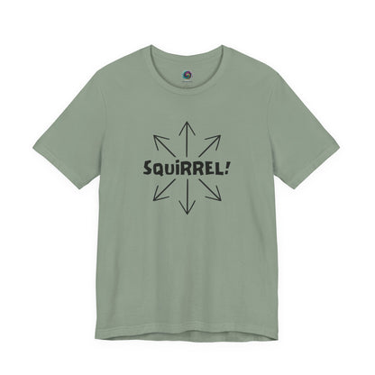 Squirrel Distracted Mind T-Shirt – Funny Attention Graphic Tee in Sage with a minimalist squirrel brain and adhd distraction theme.