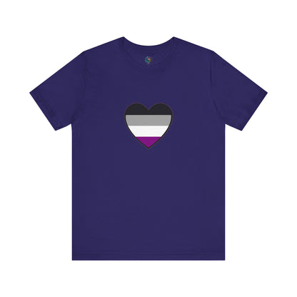 Asexual Pride Heart T-Shirt – Ace Flag LGBTQ+ Shirt in team navy, featuring a crisp ace flag heart for strong and subtle LGBTQ+ pride expression.