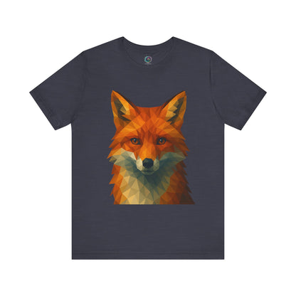 Navy Geometric Fox T-Shirt – Polygon Animal Tee with Nature Vibes - WhimSpin - https://whimspin.com