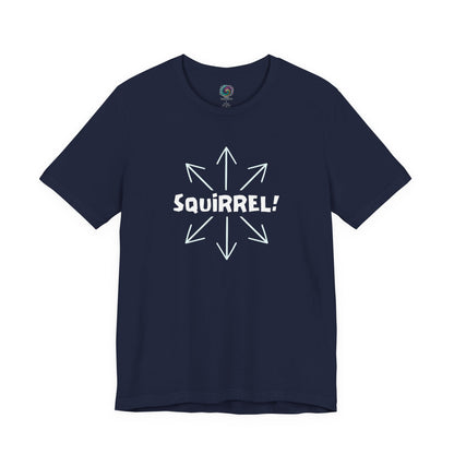Squirrel Distracted Mind T-Shirt – Funny Attention Graphic Tee in Navy with a subtle squirrel shirt motif about distracted thinking.