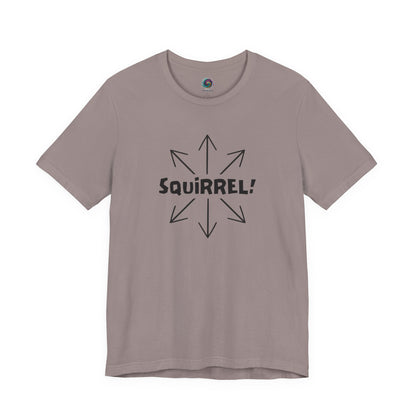 Squirrel Distracted Mind T-Shirt – Funny Attention Graphic Tee in Pebble Brown featuring a minimalist distracted mind squirrel design.