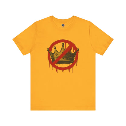 No Kings T-Shirt – Anti-Monarchy Protest Tee for Global Rebels in bright gold with dripping red crown image