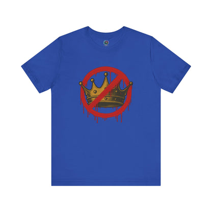 No Kings T-Shirt – Anti-Monarchy Protest Tee for Global Rebels in vibrant true royal blue with protest artwork