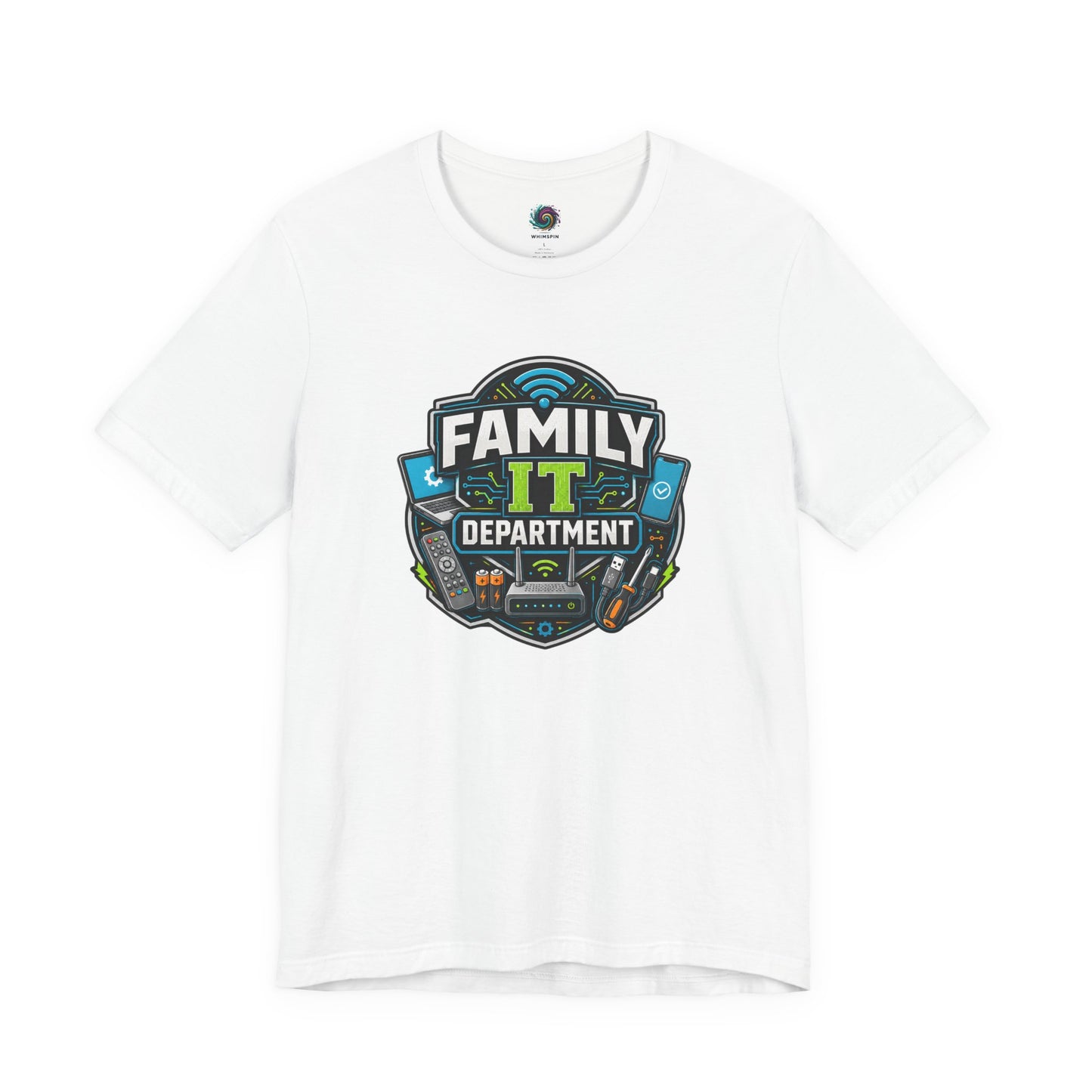 Family IT Department T-Shirt – Funny Household Tech Support Tee on white with a clean household tech support graphic.