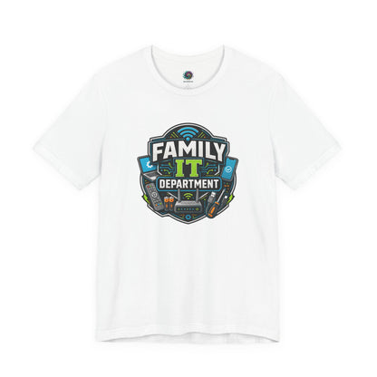 Family IT Department T-Shirt – Funny Household Tech Support Tee on white with a clean household tech support graphic.