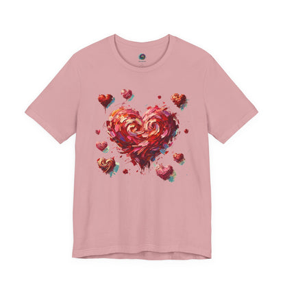 Lay-flat of Orchid Impressionistic Heart T-Shirt – Artistic Valentine's Day Tee