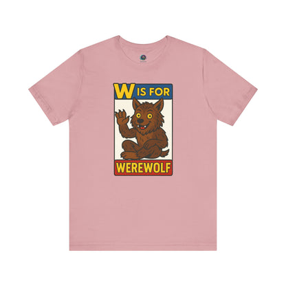 W is for Werewolf T-Shirt in orchid, a pastel option for lovers of cute spooky style