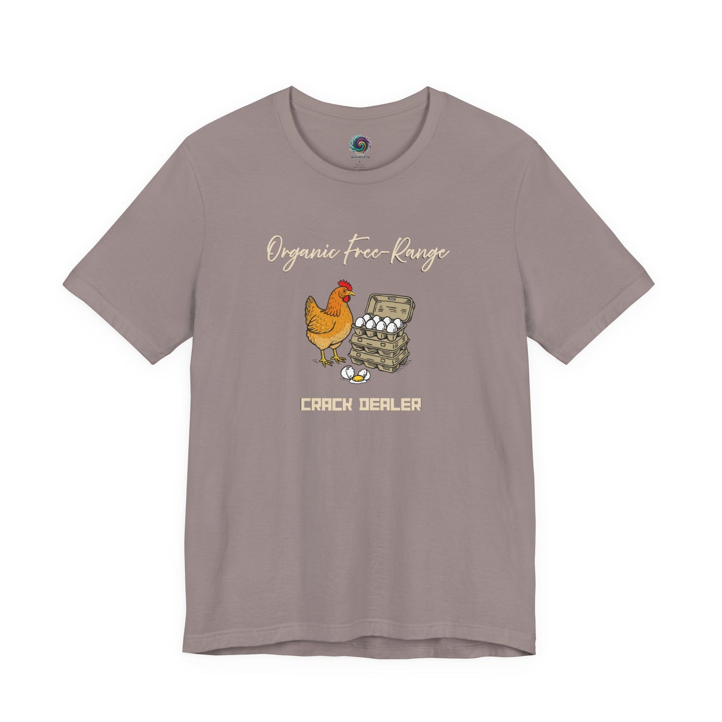 Funny Egg Dealer Chicken Shirt – Farm Humor for Chicken Moms in Pebble Brown, featuring the rustic chicken and egg carton artwork with cozy farm vibes.