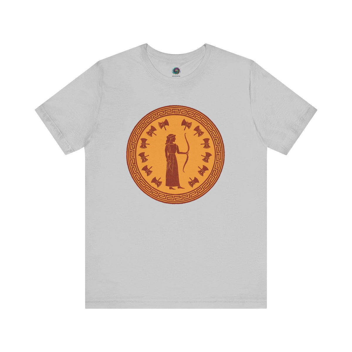 Grey flat lay of Queen Penelope tee, honoring the epic queen from Homer’s Odyssey in minimalist Greek style.