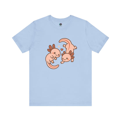 Periwinkle Kawaii Axolotl T-Shirt – Cute Tee with Smiling Axolotls - WhimSpin - https://whimspin.com