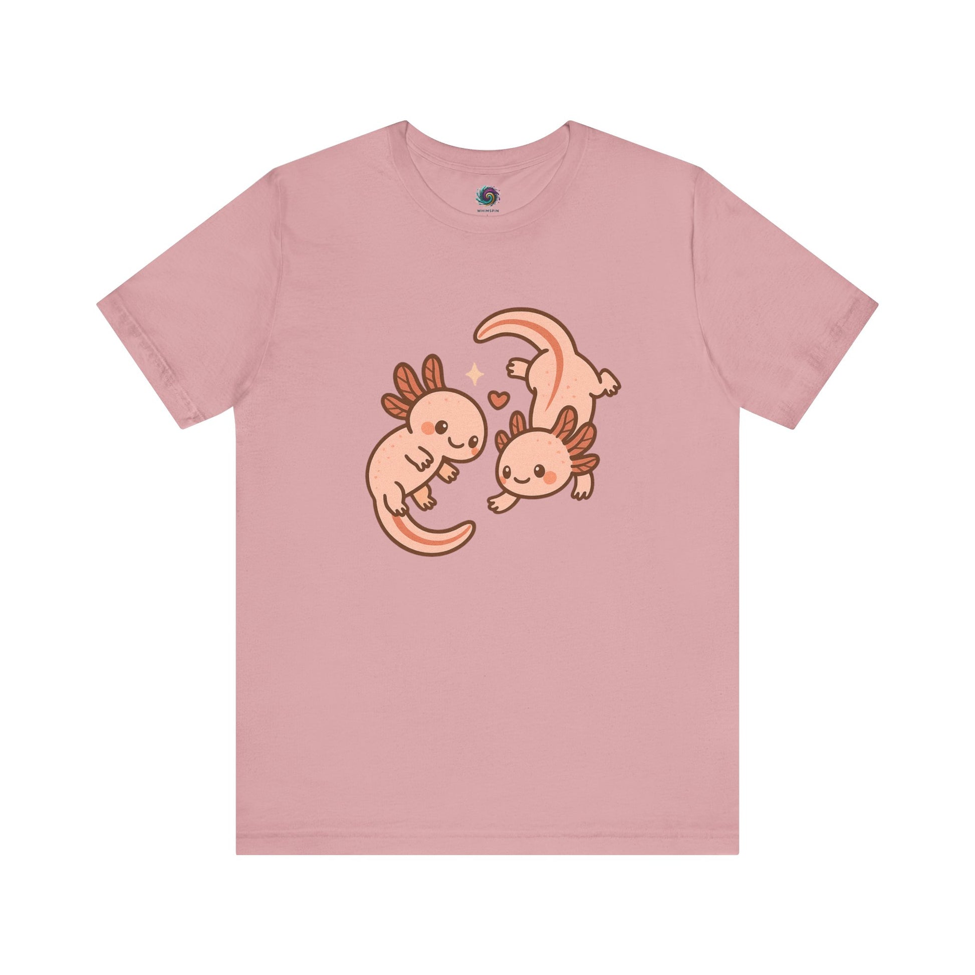 Pink Kawaii Axolotl T-Shirt – Cute Tee with Smiling Axolotls - WhimSpin - https://whimspin.com