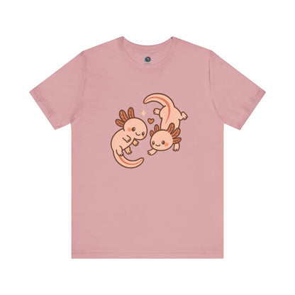 Pink Kawaii Axolotl T-Shirt – Cute Tee with Smiling Axolotls - WhimSpin - https://whimspin.com