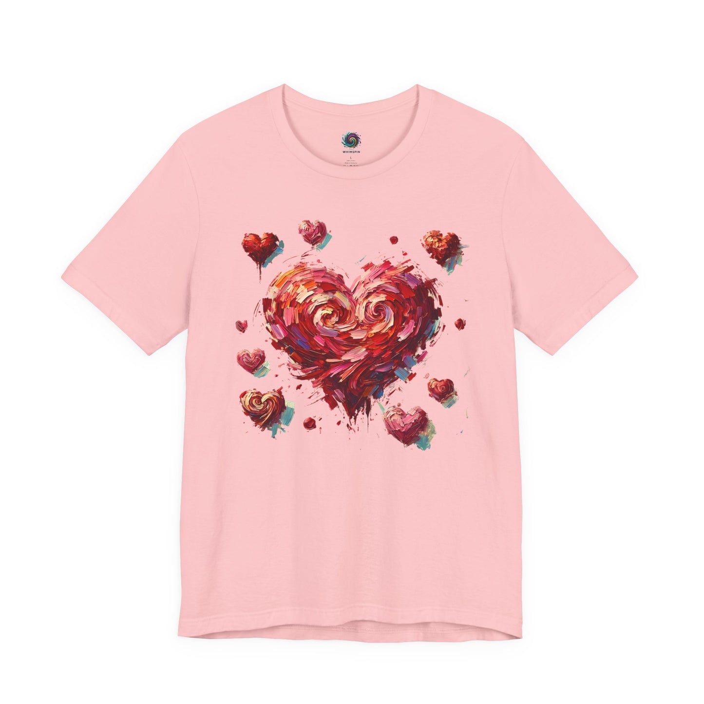 Lay-flat of Pink Impressionistic Heart T-Shirt – Artistic Valentine's Day Tee