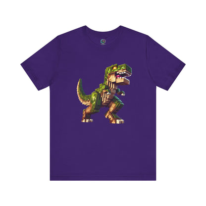 Pixel Dinosaur Graphic T-Shirt – Retro Unisex Tee for Adult Dino Fans in team purple with fun 8-bit dinosaur art.