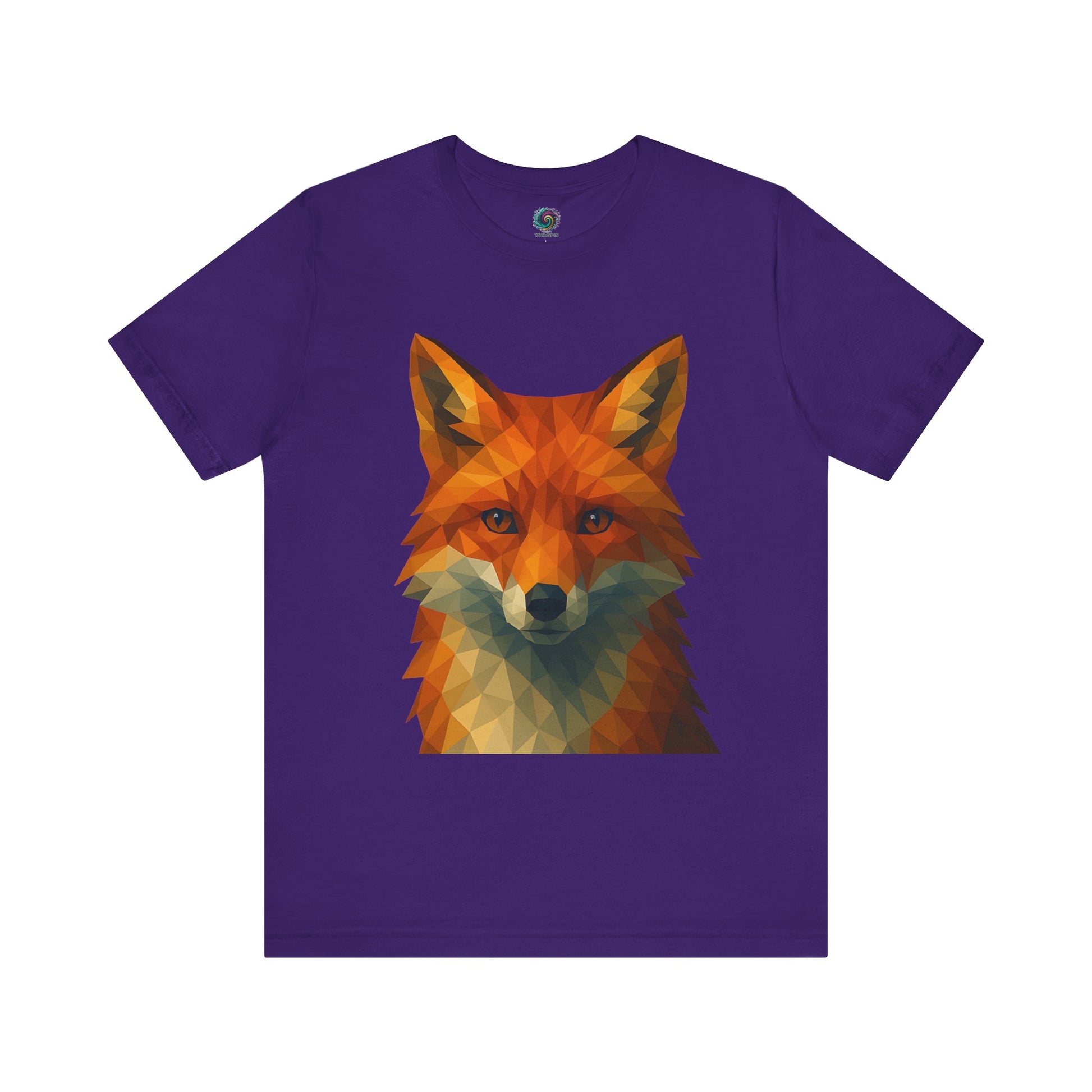 Purple Geometric Fox T-Shirt – Polygon Animal Tee with Nature Vibes - WhimSpin - https://whimspin.com