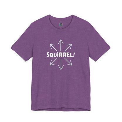Squirrel Distracted Mind T-Shirt – Funny Attention Graphic Tee in Heather Team Purple highlighting squirrel brain and distraction-inspired design.
